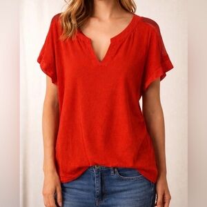 NWT! New Directions Pinkish Red Blouse With V Cut Neckline In Size PM